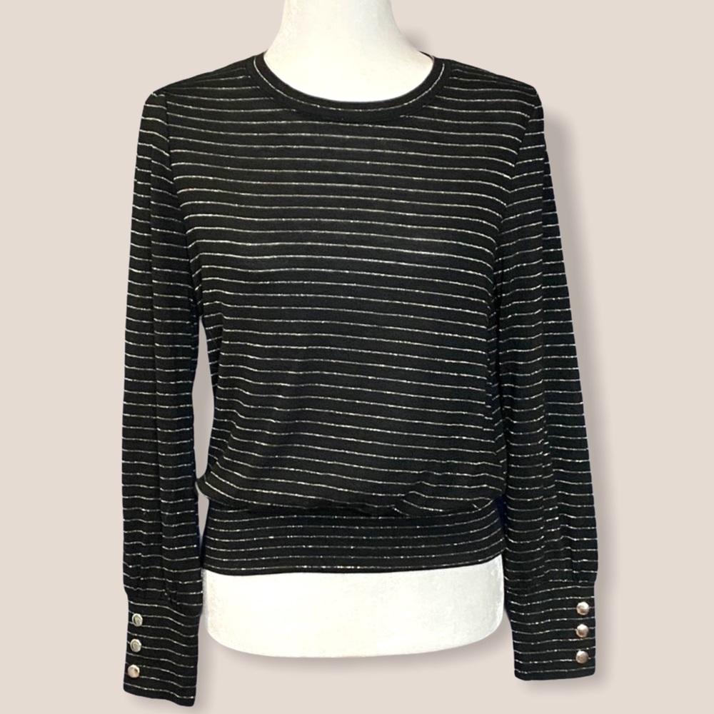Apt 9 Black Gold Thread Banded Long Sleeve Shirt